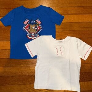 UA and Magnolia Baby Blue and White Kids Baseball Themed T-Shirts